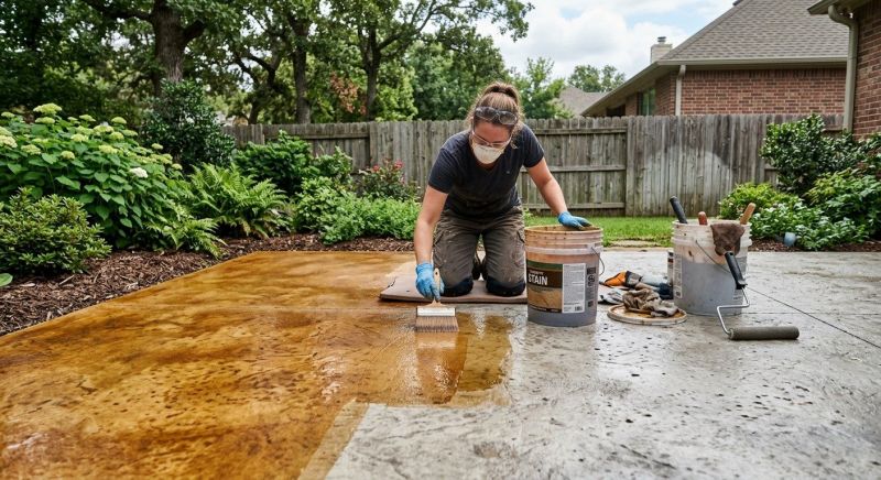 Concrete Patio Staining in Corpus Christi, TX